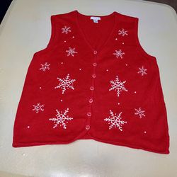 NWOT Mercer Street Studio Embroidered Snowflake Sweater Vest