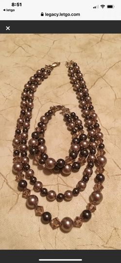 Double strand Swarovski crystals & pearls necklace and matching bracelet