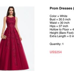 White Formal Gown, Prom, Wedding Dress 