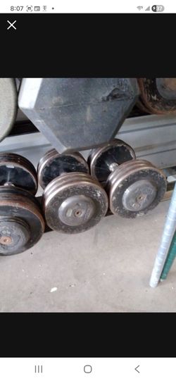 Pair Of 65-pound Pro-style Dumbbells W Hex Handles 130lbs Total Weights