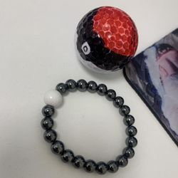 Golf Black Hematite 8mm Ball Bead Magnet Stone Bracelet for Women Men Elastic Stretch Beaded Bracelets Jewelry Unisex