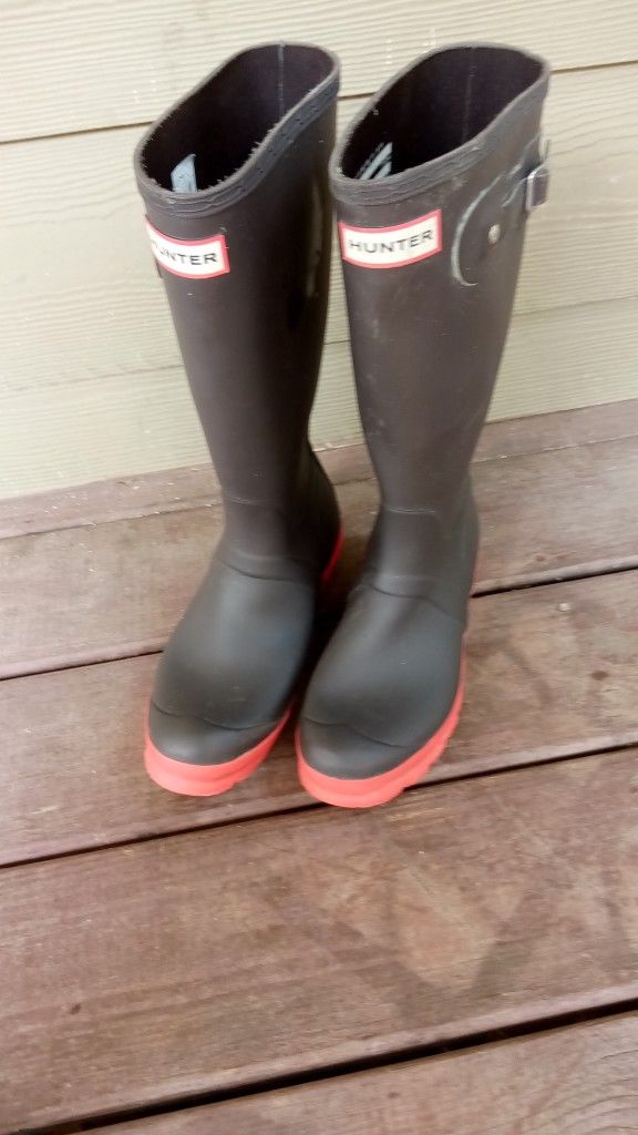 Hunter Boots Green Red Rain Boots 37/6