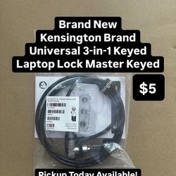 Brand New Kensington Brand Universal 3-In-1 Keyed Laptop Lock Master Keyed (1 Available)