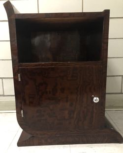 Antique Art Deco 1930s Burlwood Veneer Nightstand
