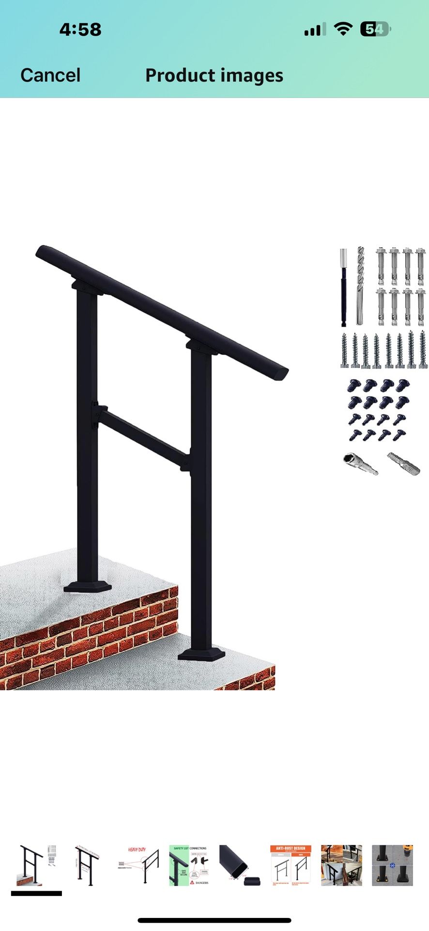 2 prices Handrails for Outdoor Steps 2 Step,Matte Black Powder Coat Decorative Banister,Garden Loft Transitional Railing,Barrier Free Guardrail with I