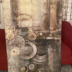 Canvas Painting, Art Work Picture, 3 Hanging Lights With All Fixtures And Lightbulbs Included