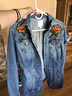 Lularoe Jean jacket jaxon floral embroidery