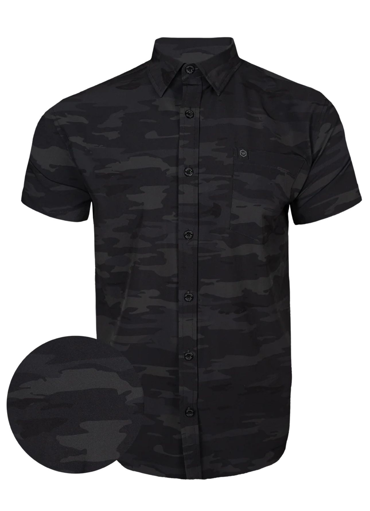 WARRIOR CAMOS 2XL Men’s Multi Blackout Short Sleeve Button Down