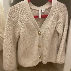 Janie and Jack Size 3 Gold/ Beige Sweater with Gold Buttons