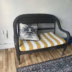 Vinyl Wicker Bench