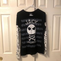 Jack Skellington Nightmare Before Christmas Juniors Long Sleeve Shirt XL (15-17) Brand New