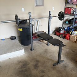 Gold’s Gym Adjustable Workout Bench with Olympic Barbell