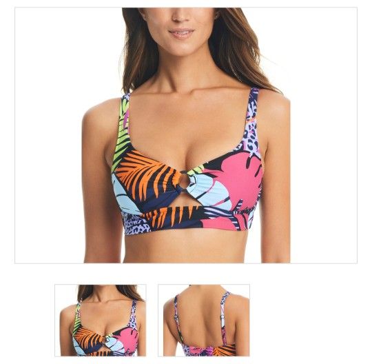 Bar lII Women's Palm Prowl O-Ring Bikini Top, Created for Macy's - Multi, S & M