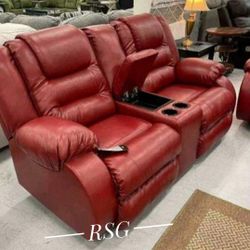 Red Reclining Sofa, Loveseat, Recliner, Sectional 🌟No Needed Credit Check ⚡ $39 Down Payment with Financing
0512