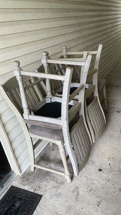 Whitewash Wood Dining Chairs Set