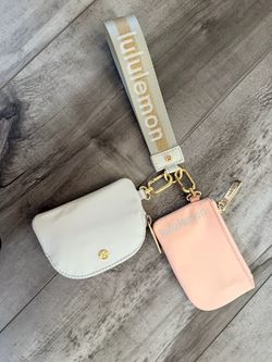 Lululemon Dual Pouch Wristlet – Pink, Light Ivory & Gold