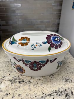 Floral Porcelain Covered Casserole Dish