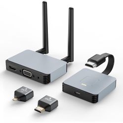Wireless HDMI Transmitter and Receiver 4K, Wireless HDMI Extender, Wireless HDMI Adapter Plug & Play 2.4/5GHz Streaming Video/Audio from Laptop, PC to