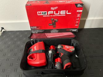 Milwaukee M12 FUEL SURGE 12V Lithium-lon Brushless Cordless 1/4 in. Hex Impact Driver Compact Kit w/Two 2.0Ah Batteries, Bag