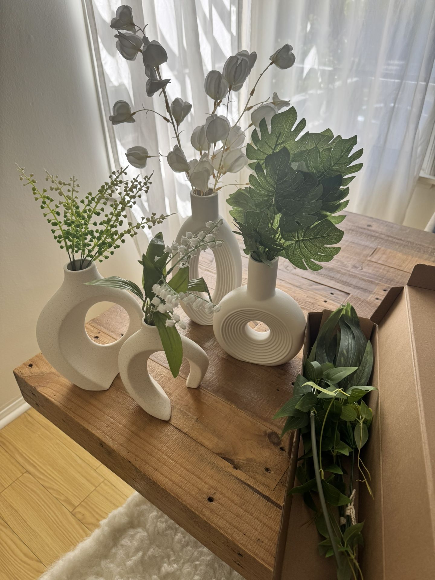 Faux Flowers with Ceramic Vase Home & Garden