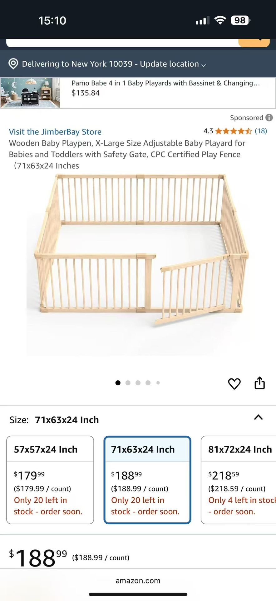 New in box wooden baby playpen