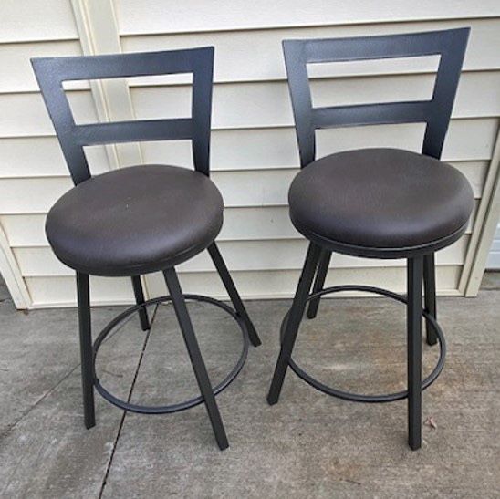 New, Baxton Studio Arjean Rustic and Industrial Grey Fabric Upholstered Counter Stool, Set of 2