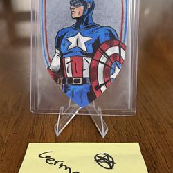 Topps Marvel Brooklyn Collection 1/1 Shield Die-Cut Sketch Card Captain America