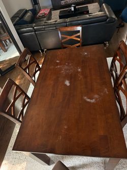Wood Dining Table with 6 Chairs