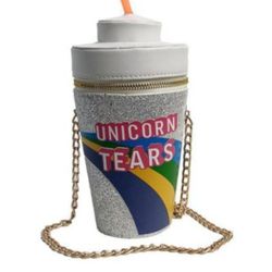 Silver Sequin Unicorn Tears Crossbody Bag Purse