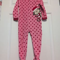 Carter's Pink Polka Dot Footie with Monkey Girls Size 3T