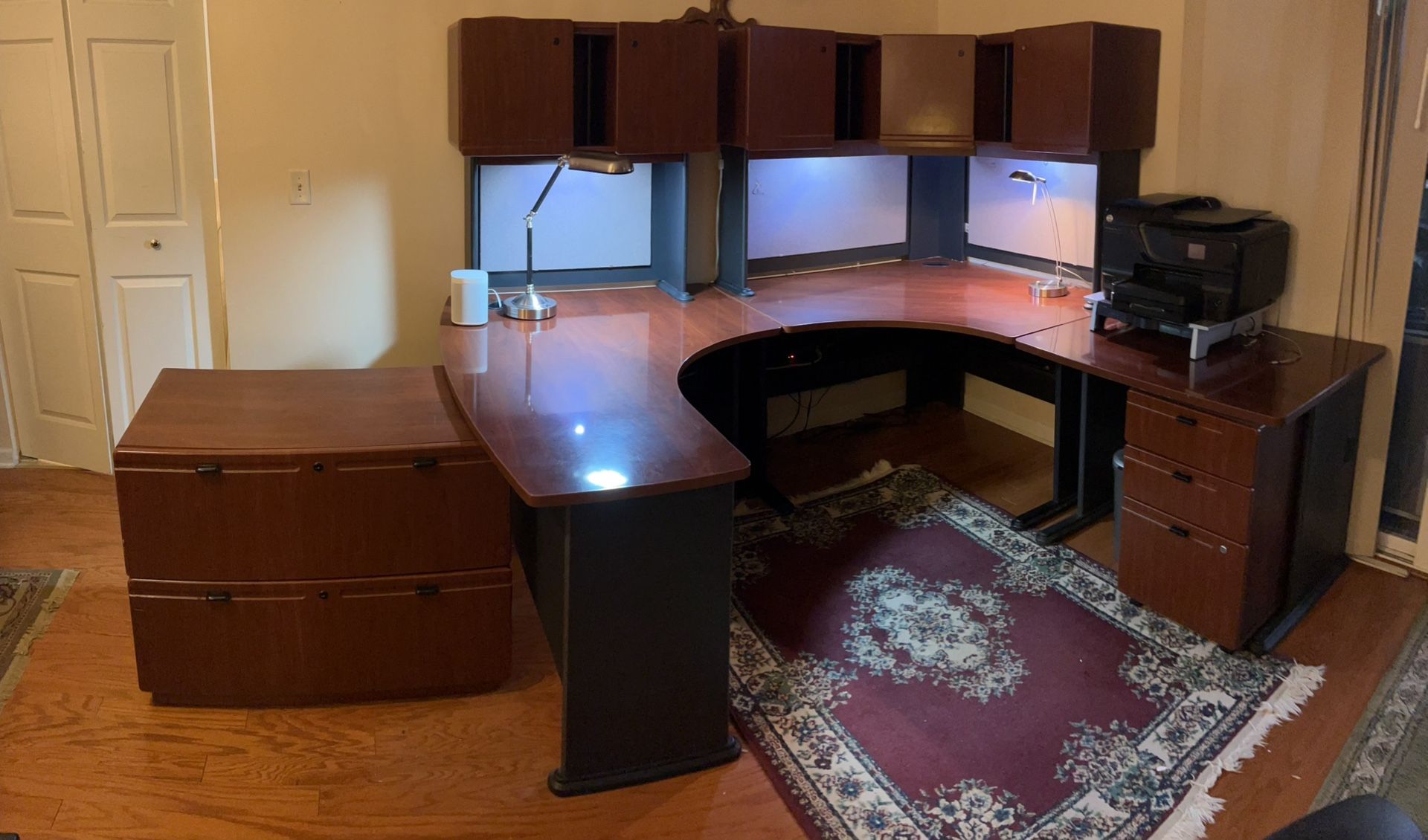Executive Desk And 2 File Cabinets