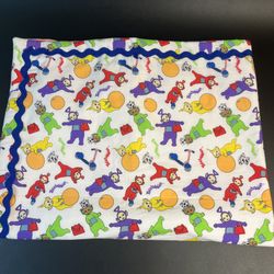 Vtg Handmade Teletubbies Baby Crib Kids Blanket Tipsy Lala Tinky Winky Poe 35X43