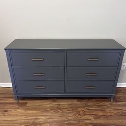Modern Dark Gray 6 Drawer Dresser – Clean Modern Look