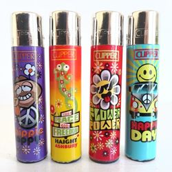 Clipper Lighter Hippie Collection Set of 4 - Full Size - BRAND NEW 
