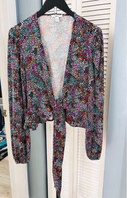 Women’s Multicolor Print Tie-Front Blouse
