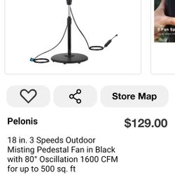 Brand New Pelonis 18" Outdoor Misting Pedestal Fan - 1600 CFM