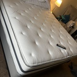 Queen Mattress, Box Spring & Metal Stand – Gently Used