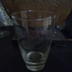 A  Clear  Antique Glass With Grapes 