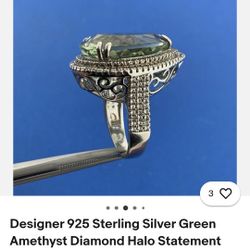 Green Amethyst Silver Ring