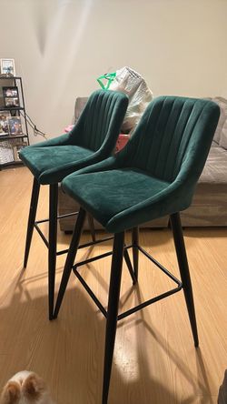 Green velvet stools