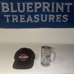 🏍️🔥 Harley-Davidson Hat + 100th Anniversary Beer Stein Set 🔥🏍️