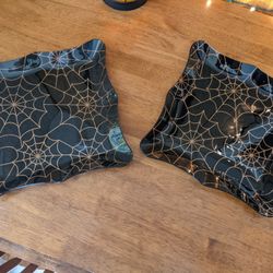 2 Spider Web Glass Plates