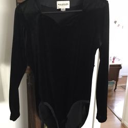 Vintage Black Velvet Bodysuit Size Petite/Small