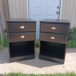 Set Of Black Nightstands 28".5H 18".5W 18"D