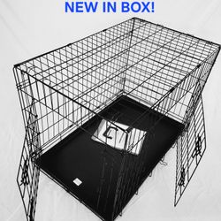 New IN Box! L'xl Dog Crate 2 Doors With Tray Up To 70lbs Folding Puppy Dog Kennel Animal Cage Add A Bed For $10/ $15 