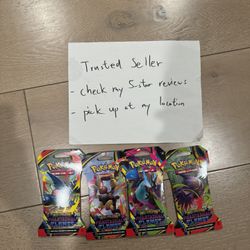 Pokemon TCG - PHANTASMAL FLAMES - Sleeved Booster Pack COMPLETE ART SET - 4Packs