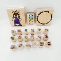 21~Mounted Wood & Rubber Stamps VTG Hero Arts 1996, 1999, 2015 New & Used