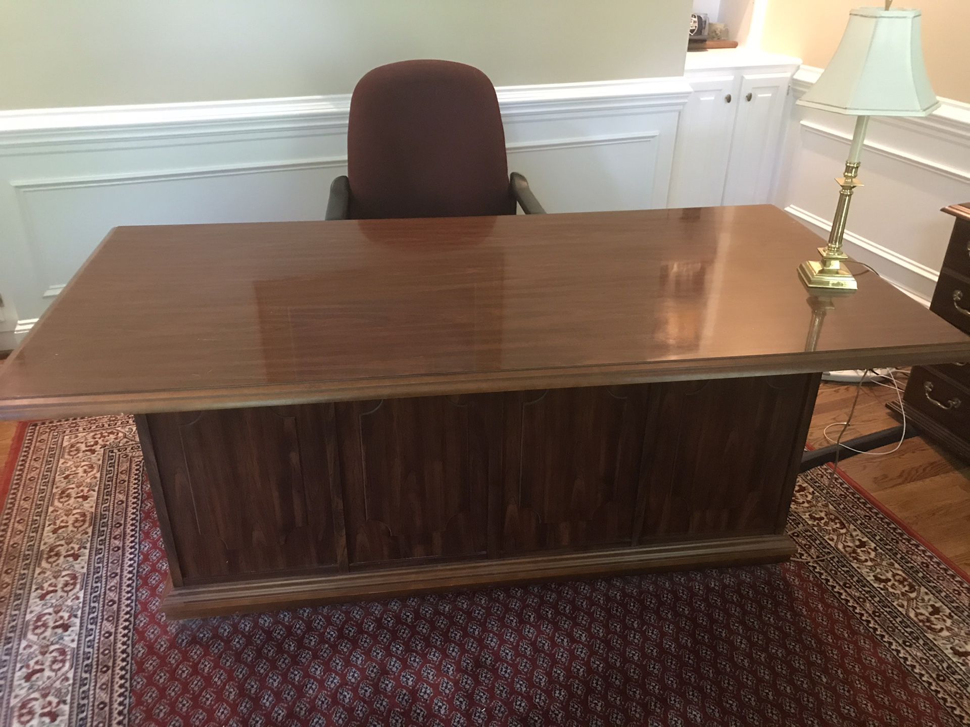 Executive desk and lateral file and chair