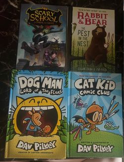 Kids books (Rabbit & Bear, Dog Man, Scary School, Cat Kid)