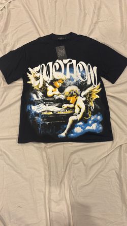 Black Graphic Mixed EmotionAngel Print T-Shirt with Tags